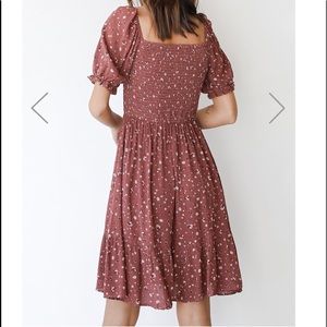 Mauve Sweetheart Neckline Floral Mini Dress